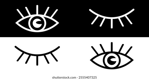 Open eyes and closed eyes icons