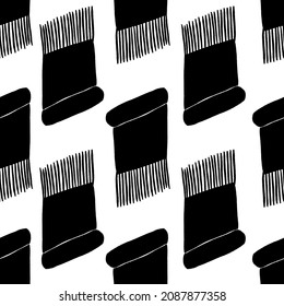 Open faixa castellera. Human tower Catalan tradition surface design. Vector illustrations in black and white, hand drawn in geometric repeat pattern.