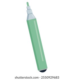 Open felt-tip pen. Fine liner and cap. Coloured ink flow marker. Sharp tool, supplies for drawing, painting, calligraphy art. Flat vector illustration isolated on white background