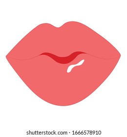 open female mouth, pink lips vector icon