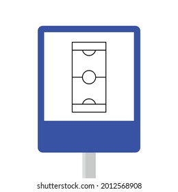 Open field location sign. safety sign traffic sign. camp silhouette