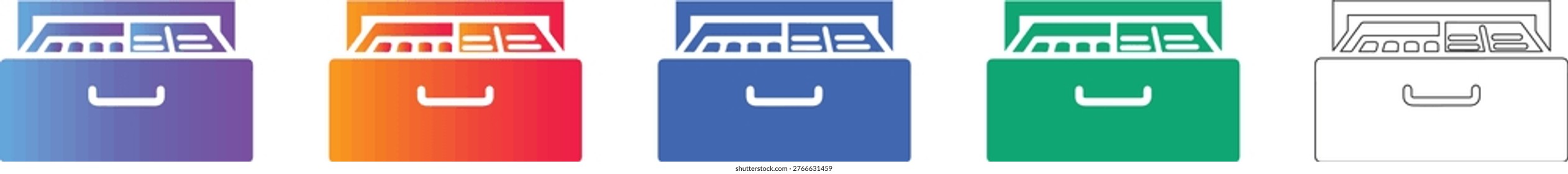 Open File Cabinet Drawer Illustration Set vol 1954