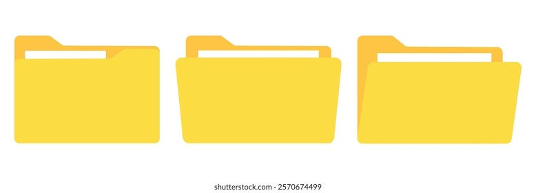 Open file folder and close folder icon set. computer file folder icons. vector illustration eps 10.