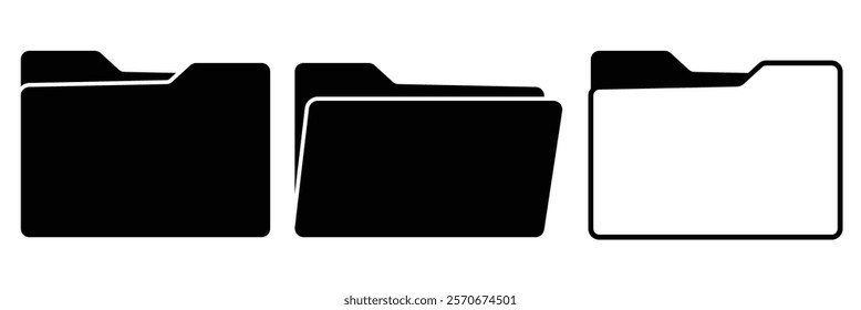 Open file folder and close folder icon set. computer file folder icons. vector illustration eps 10.