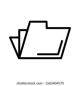 Open file folders icon in line art style on white background, Folder with documents Symbol, logo illustration