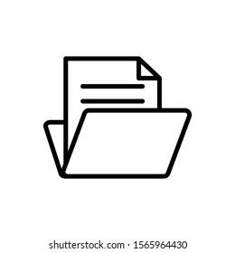 Open file folders icon in line art style on white background, Folder with documents Symbol, logo illustration