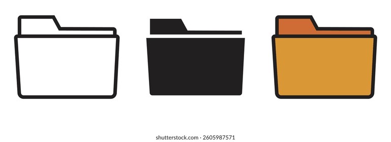 Open file folders icon. line and glyph version, outline and filled vector sign. Folder with documents linear and full pictogram. Symbol, logo illustration. Different style icons set.