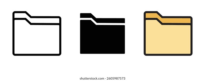 Open file folders icon. line and glyph version, outline and filled vector sign. Folder with documents linear and full pictogram. Symbol, logo illustration. Different style icons set.