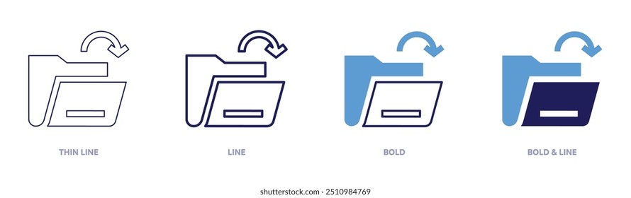 Open file icon in 4 different styles. Thin Line, Line, Bold, and Bold Line. Duotone style. Editable stroke.