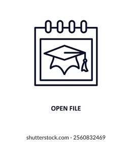 open file outline icon.  Thin line icon from education collection. Editable vector isolated on white background
