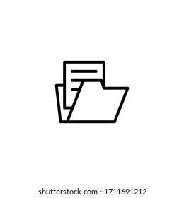 Open file vector icon in linear, outline icon isolated on white background