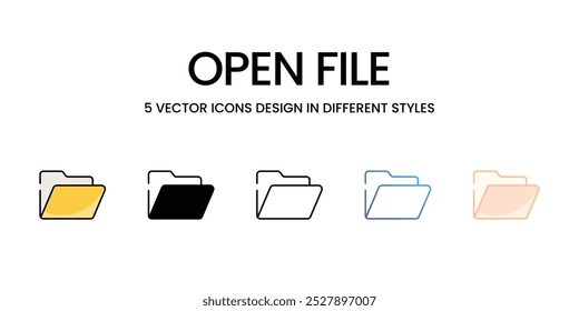 Open File vector icons set stock illustration