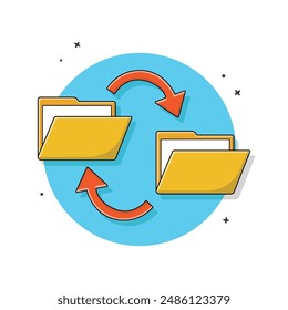 Open Files with Red Arrow Vector Illustration. File Sharing Concept Design