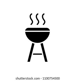 Open fire cooking black icon concept. Open fire cooking flat  vector symbol, sign, illustration.