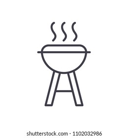 Open fire cooking black icon concept. Open fire cooking flat  vector symbol, sign, illustration.