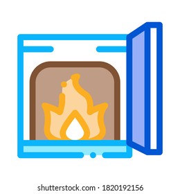 open fire in stove icon vector. open fire in stove sign. color contour symbol illustration