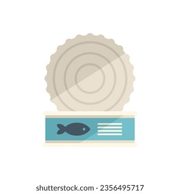 Open fish tin can icon flat vector. Pet food. Snack dry isolated