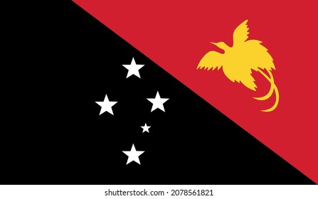 Abre la bandera de Nueva Guinea. Ilustración vectorial plana
