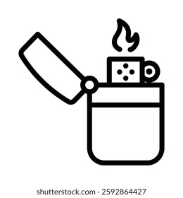 Open flame lighter vector icon for fire and smoking themes. Editable stroke.