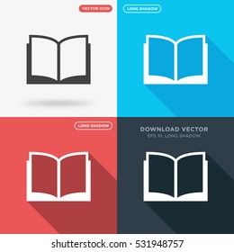 Open flat book icon illustration isolated vector sign symbol