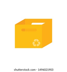 Open flat box. Isolated recycle brown box packaging. Vector illustration