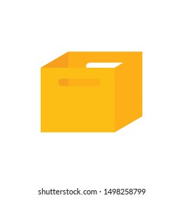 Open flat box. Isolated recycle brown box packaging. Vector illustration