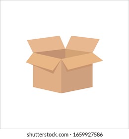 Open flat box vector on white background 