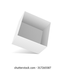 Open flat box. White object on white background, vector illustration
