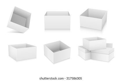 Open flat box. White object on white background, vector illustration