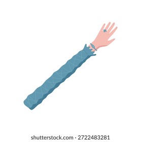 Mão de desenho animado plana aberta com dedos estendidos como um símbolo. Sinal de gesto mostrando conexão humana. Elemento de design abstrato, colorido e criativo, perfeito para modelos, banners ou conceitos.
