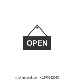 Open flat icon for restaurant or cafe 