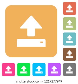 Open flat icons on rounded square vivid color backgrounds.