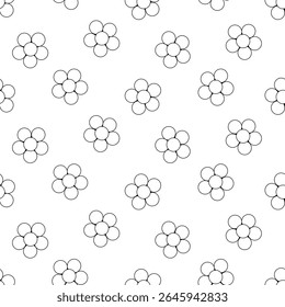 Pétalas de flor abertas. Esboço. Padrão de vetor contínuo. Ornamento floral repetitivo. Inflorescência florescente. Abra o botão de flor. Fundo incolor isolado. Estilo Doodle. Ideia para web design.