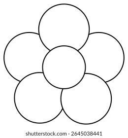 Pétalas de flor abertas. Esboço. Ilustração vetorial. Inflorescência florescente. Abra o botão de flor. Contorno em plano de fundo branco isolado. Estilo Doodle. Livro de colorir para crianças. Ideia para web design.