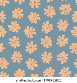 Open flower vector seamless pattern background.