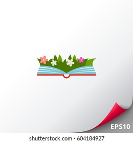 Open flowering book icon