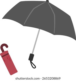 Paraguas abierto y plegable