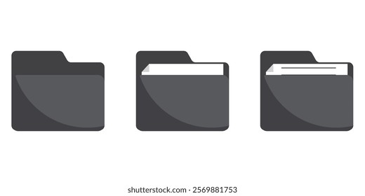 Open folder and close folder. Folders with documents. Four Folders icons. 1176