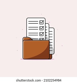 Open folder with confirmed documents or test with check mark Illustration