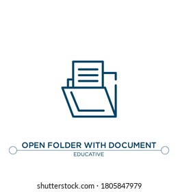 open folder with document vector line icon. Simple element illustration. open folder with document outline icon from educative concept. Can be used for web and mobile
