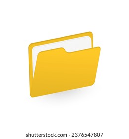Open folder with documents on white background. Vector illustration.