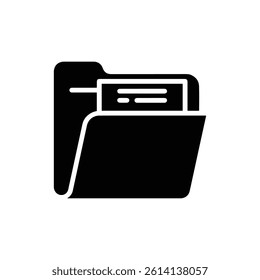 Open Folder with Documents Project Files Flat Black Icon