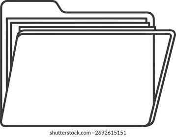 Uma pasta aberta com o ícone de vetor de documentos. Use esse ícone de vetor para interface do usuário, web design ou design gráfico. Isolado em um fundo branco para facilitar o uso.