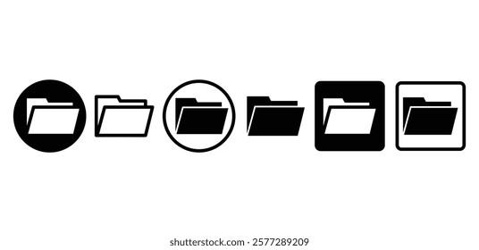 open folder file icon symbol sign vector design black white color simple flat modern style illustration sets