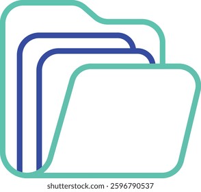 Open Folder file outline dual color vector illustration icon design
