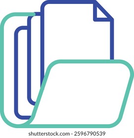 Open Folder Files outline dual color vector illustration icon design