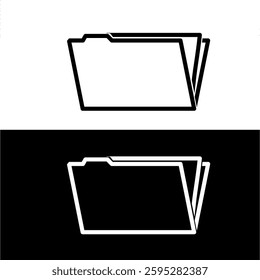 open folder icon in black and white