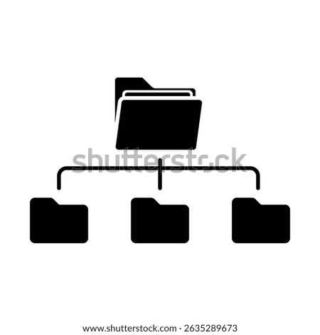 Open folder icon collection. Folders with documents, Document directory symbol.