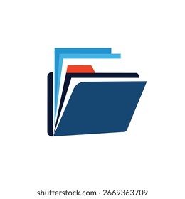 Open folder icon with colorful dividers, simple graphic design.
