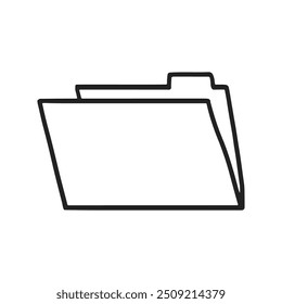 Open Folder Icon. Folder Containing Documents on White Background in Hand-Drawn Doodle Cartoon Style